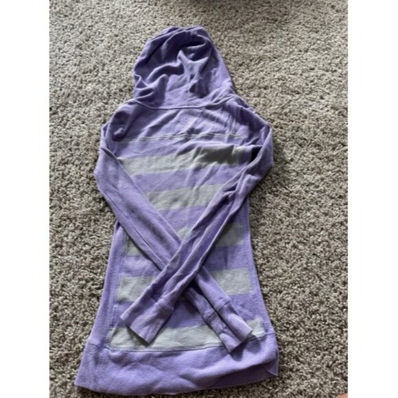 So Long Sleeve Kangroo Pouch Pull Over Long Hood T-Shirt Size XS Purple Gray - Picture 13 of 16